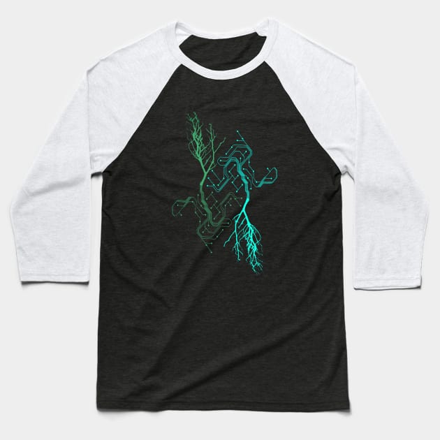 Techno Digital Tree Baseball T-Shirt by syans_ashes